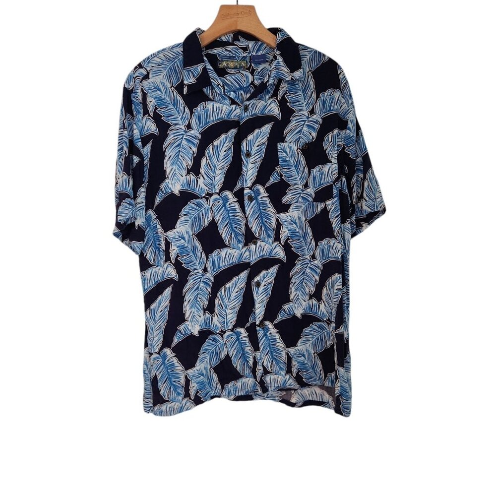 Campia Hawaiian Shirt‎ Rayon Floral Palm Tropical Beach Button Up Large
